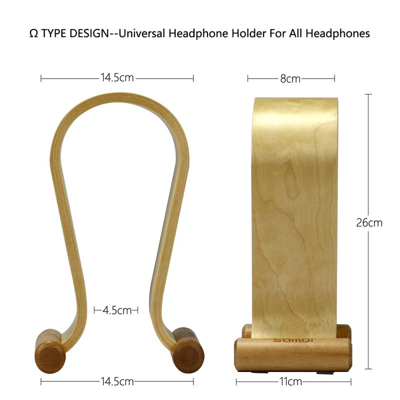 SAMDI Wood Headphone Stand Headset Stand Headphone Holder Universal Gaming Headset Holder - Oak Wood - Image 4